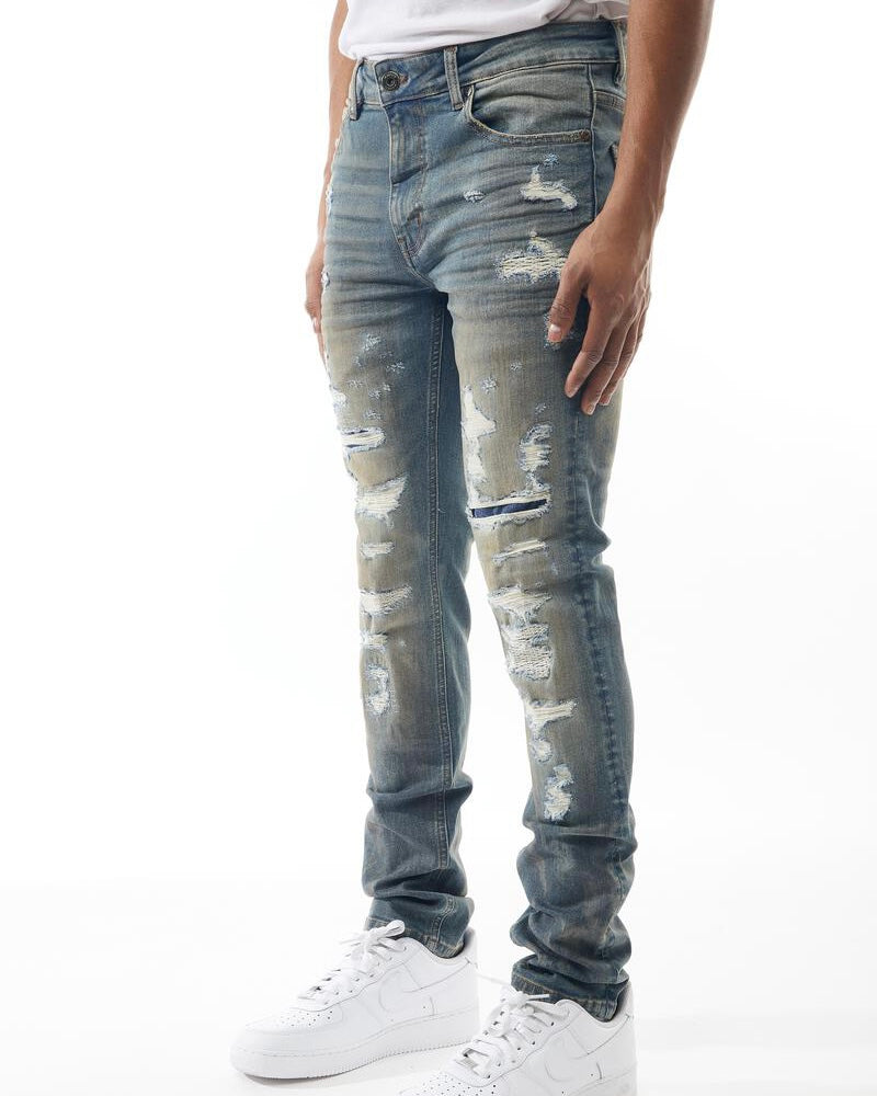 Distressed Washed Denim Jean