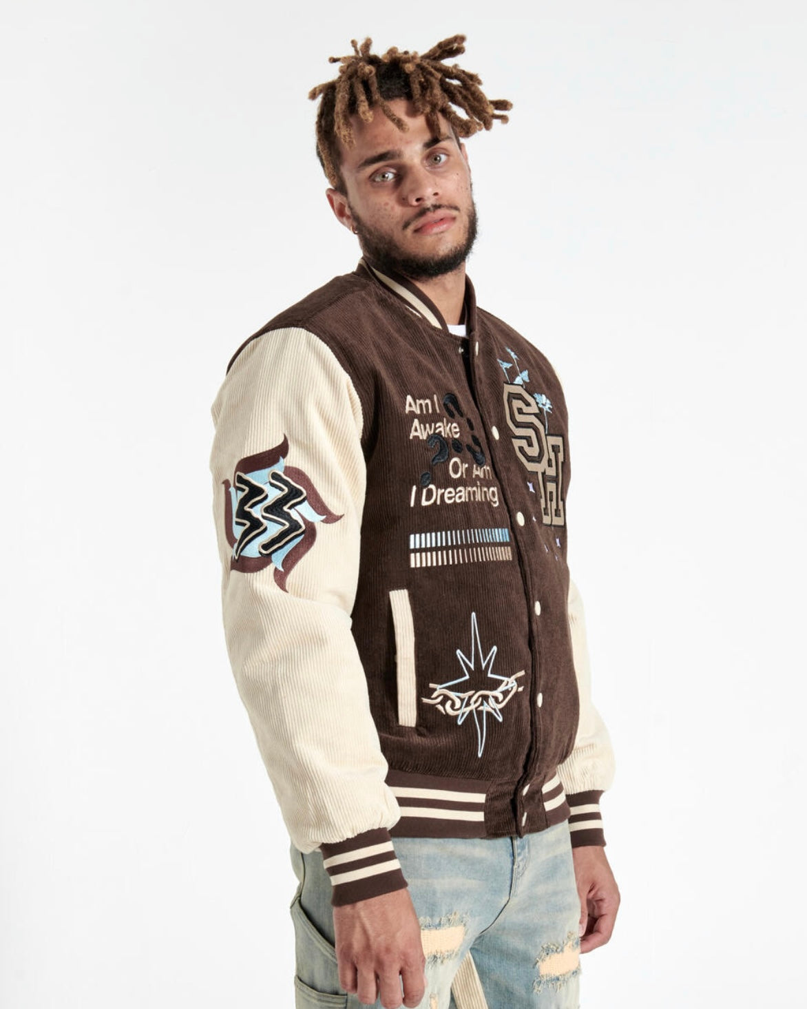 Paranoid Coruroy Letterman Jacket - Brown / Medium