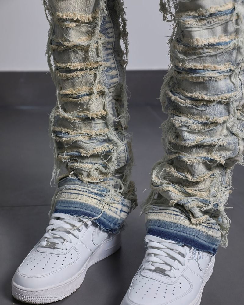 Jawd Shredded Stacked Jeans