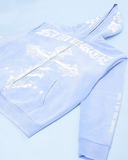 GB Jesus Cross Zip Hoodie Flare Set