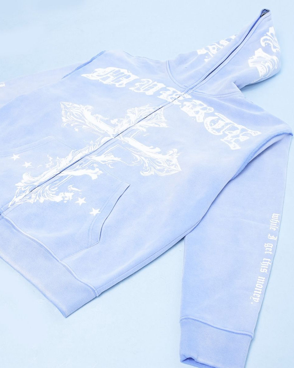 GB Jesus Cross Zip Hoodie Flare Set