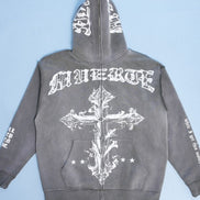 GB Jesus Cross Zip Hoodie Flare Set
