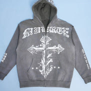 GB Jesus Cross Zip Hoodie Flare Set