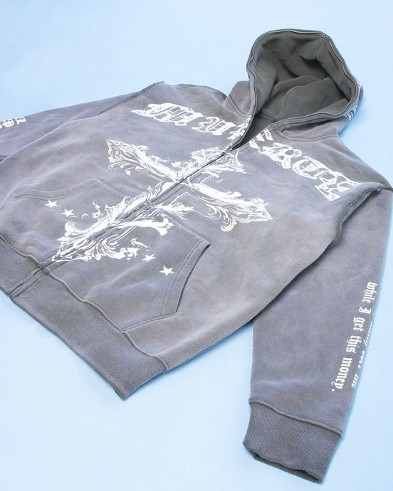 GB Jesus Cross Zip Hoodie Flare Set