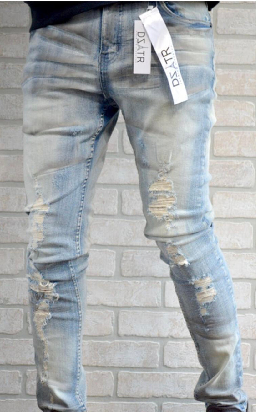 Patched Sprayed Heavy Denim Jean