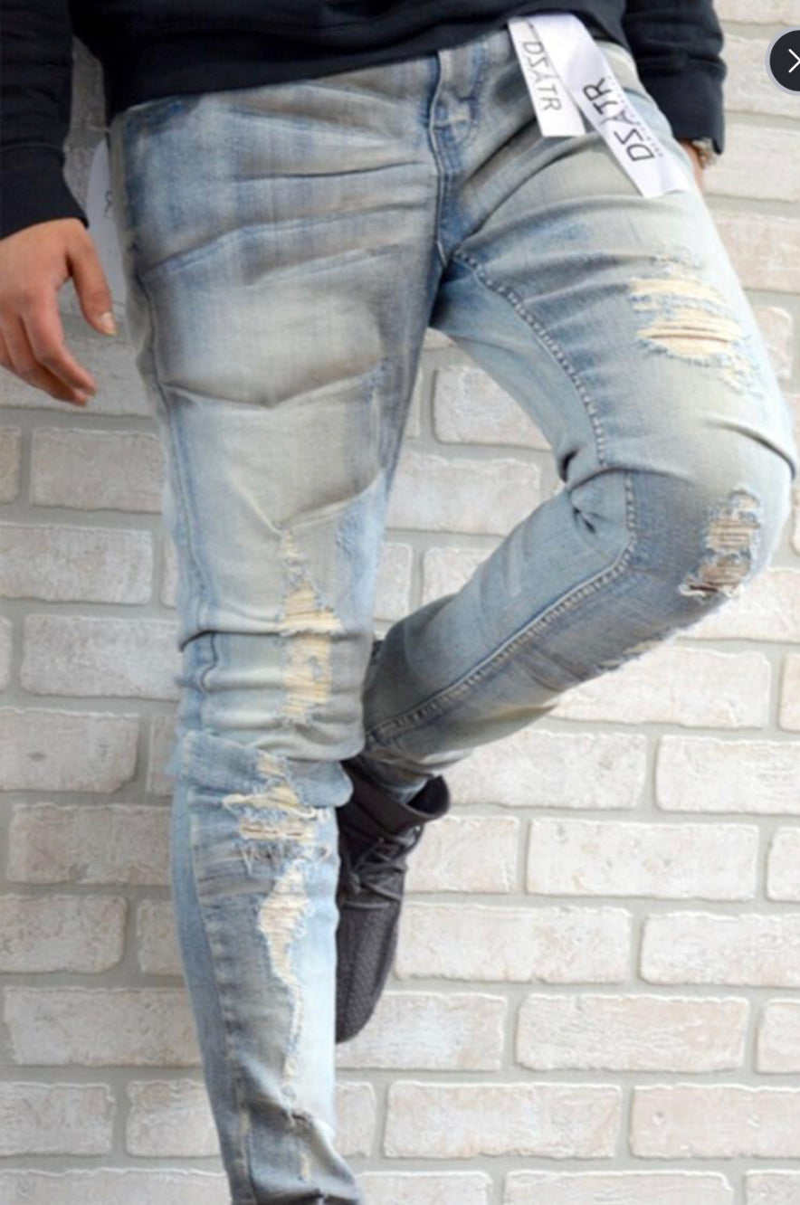 Patched Sprayed Heavy Denim Jean