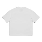 A plain white short-sleeve crewneck t-shirt shown from the back, laid flat against a clean white background.