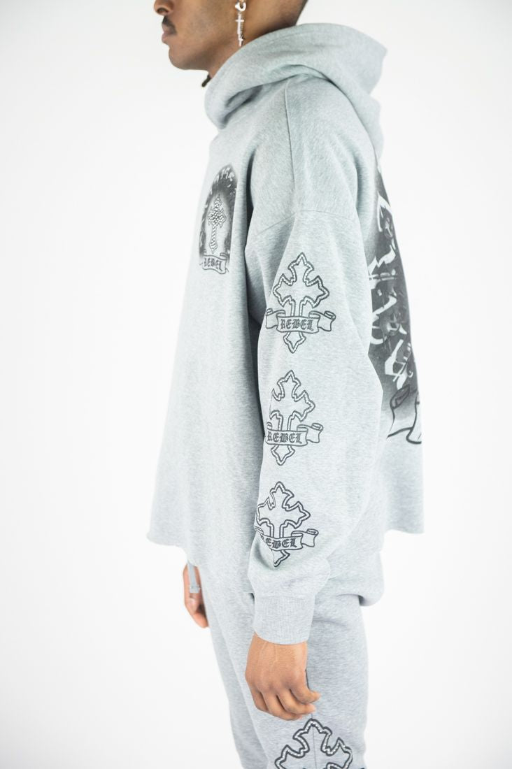 Rebel Cross Crop Hoodie
