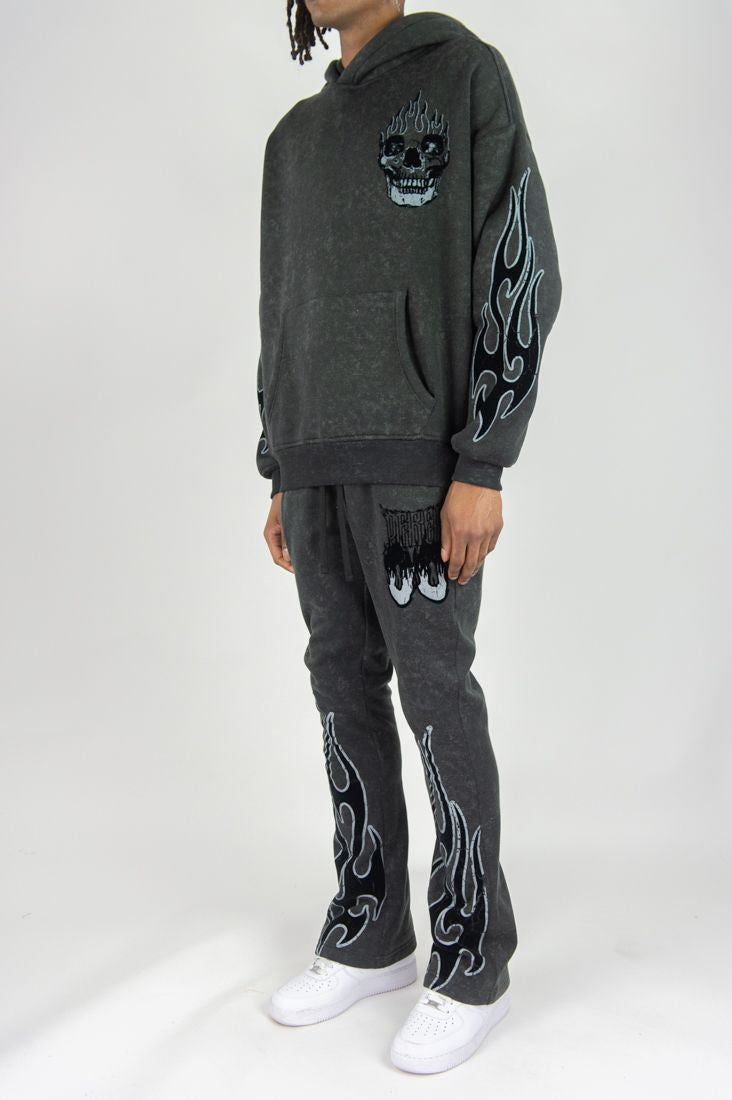 Flame Skull Acid Stacked Pants