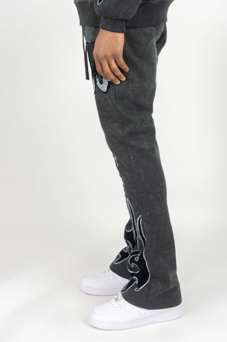 Flame Skull Acid Stacked Pants