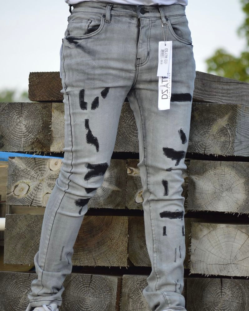 Distressed Charcoal Faded Skinny Jean