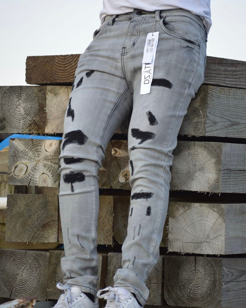 Distressed Charcoal Faded Skinny Jean