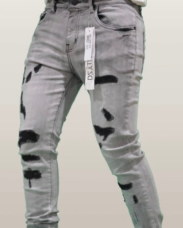 Distressed Charcoal Faded Skinny Jean