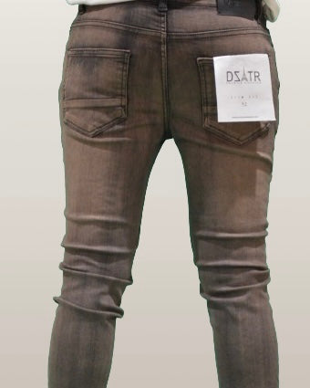 Distressed Olive Accented Skinny Jeans