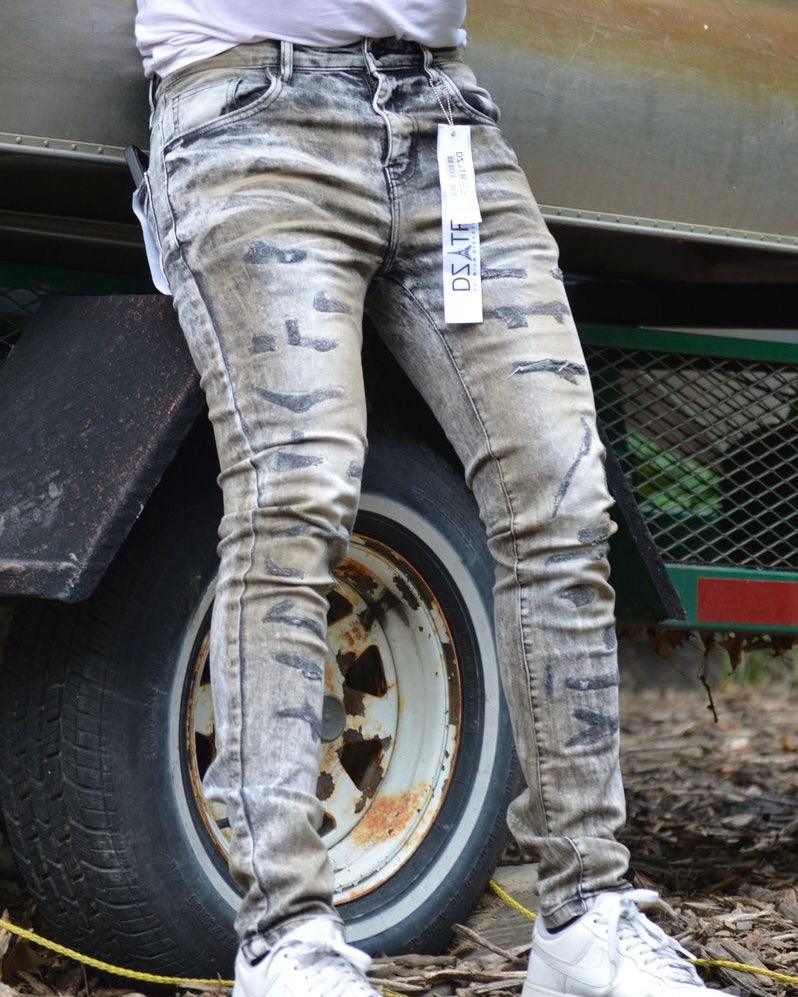 Sprayed & Distressed Denim Jean