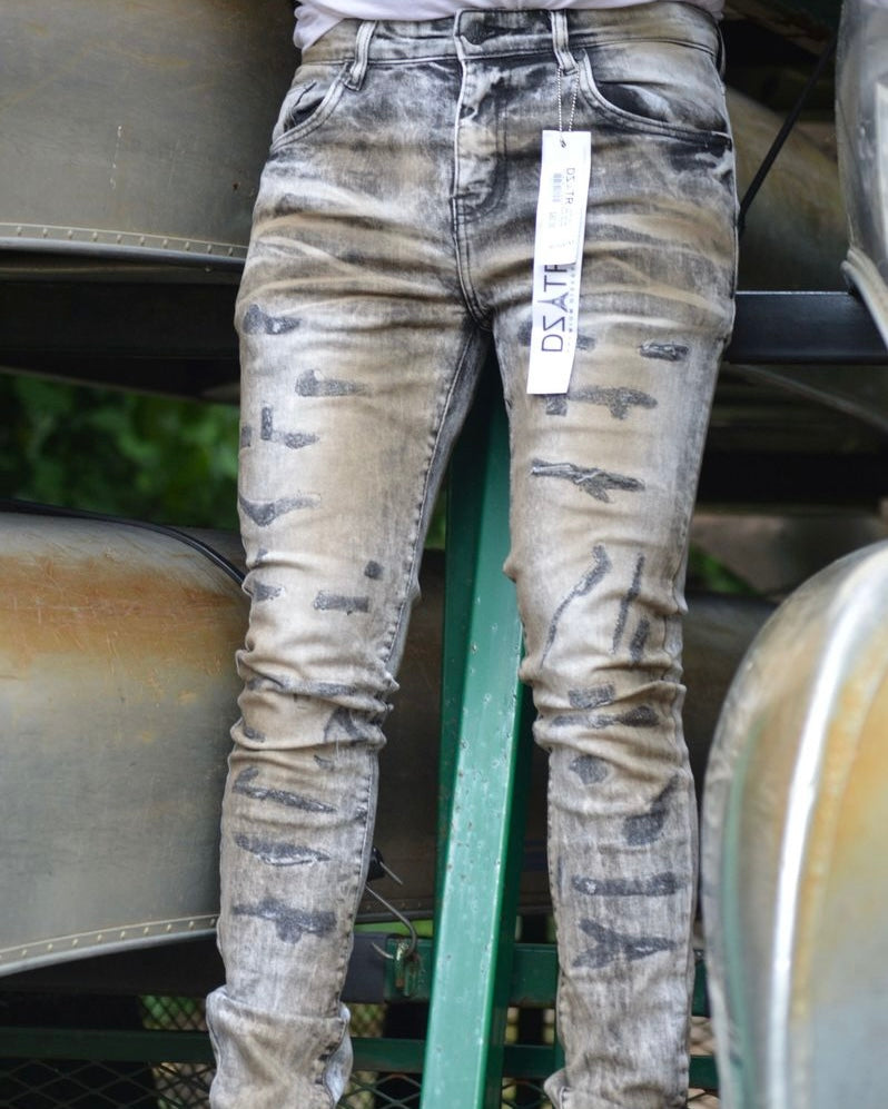 Sprayed & Distressed Denim Jean