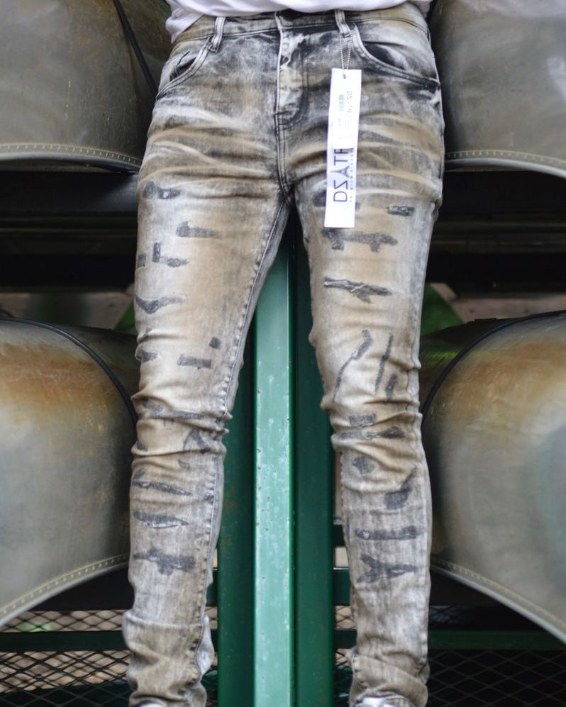 Sprayed & Distressed Denim Jean