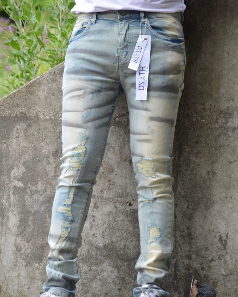 Heavy Washed Distressed Denim Jeans