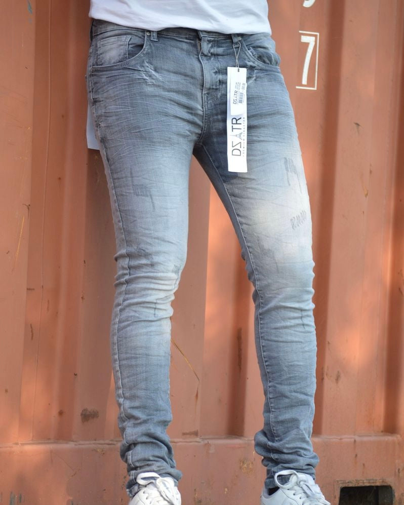 Scratched Slim-Fit Jeans