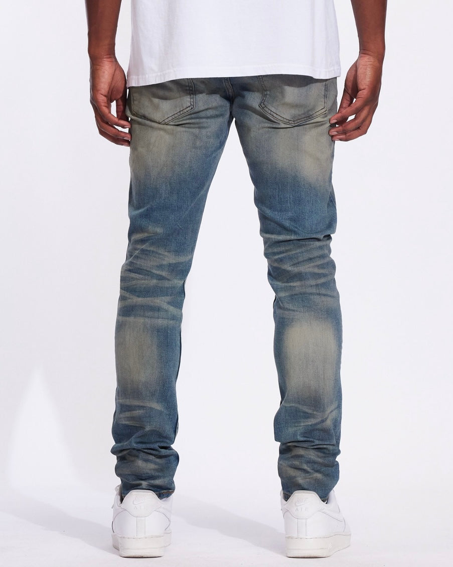 Fade Washed Paint Drip Slim Jeans