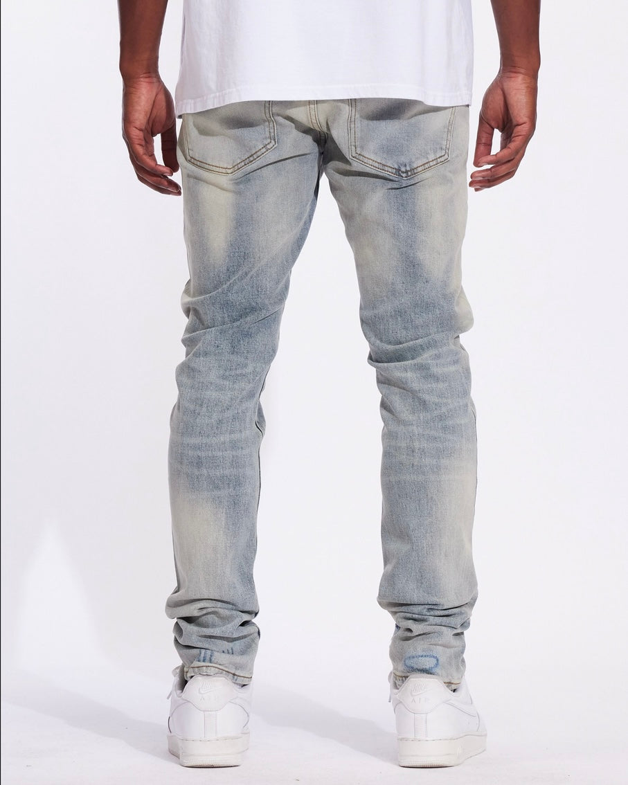 Distressed Hyper-Stitch Slim Jeans