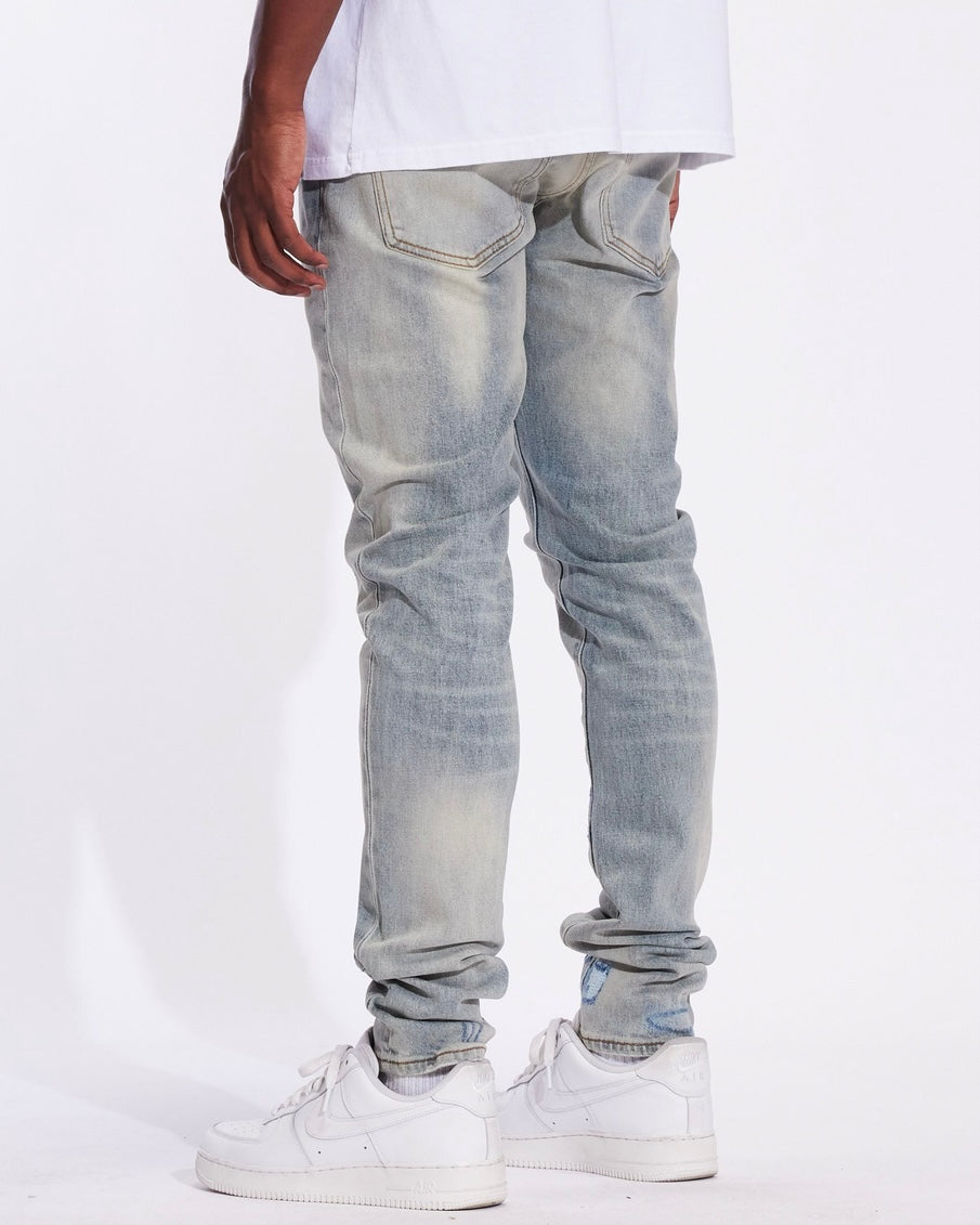 Distressed Hyper-Stitch Slim Jeans