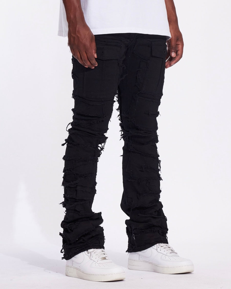 Fray Cargo Flare Jeans