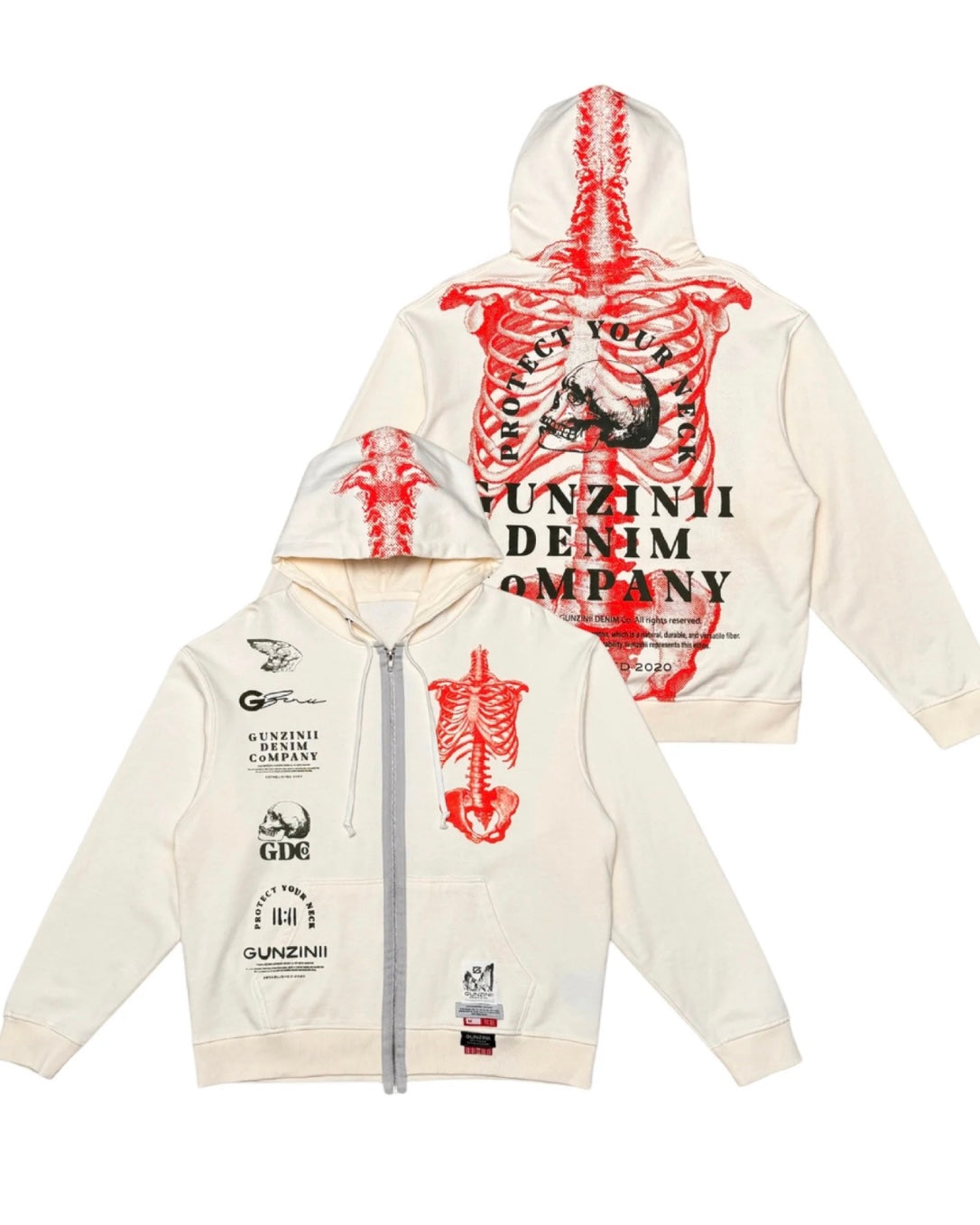 Protect Your Neck Skeletal Zip-Up Hoodie