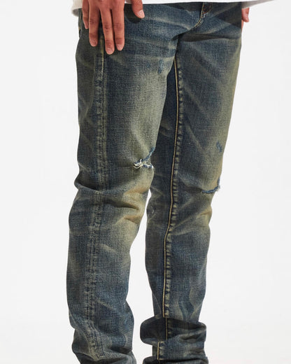 Washed Knee Ripped Denim