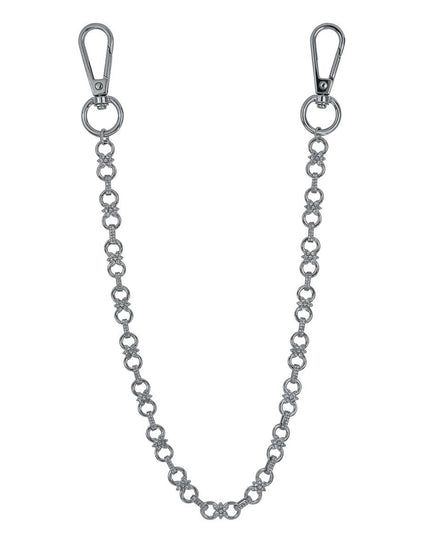 Silver chain with clasp on a white background