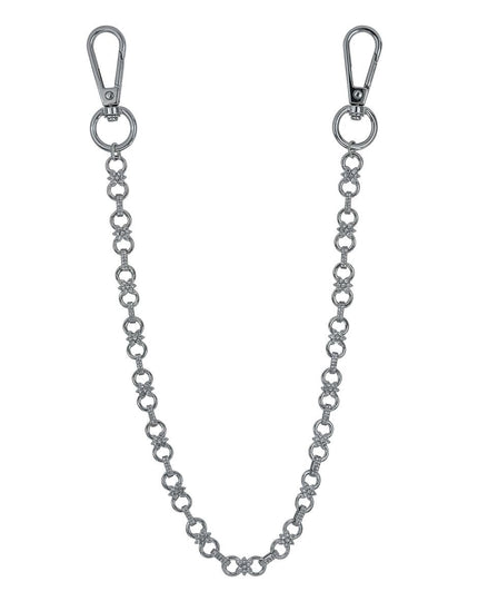 Silver chain with clasp on a white background