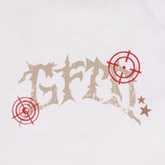 Text with red target symbols on a light gray background