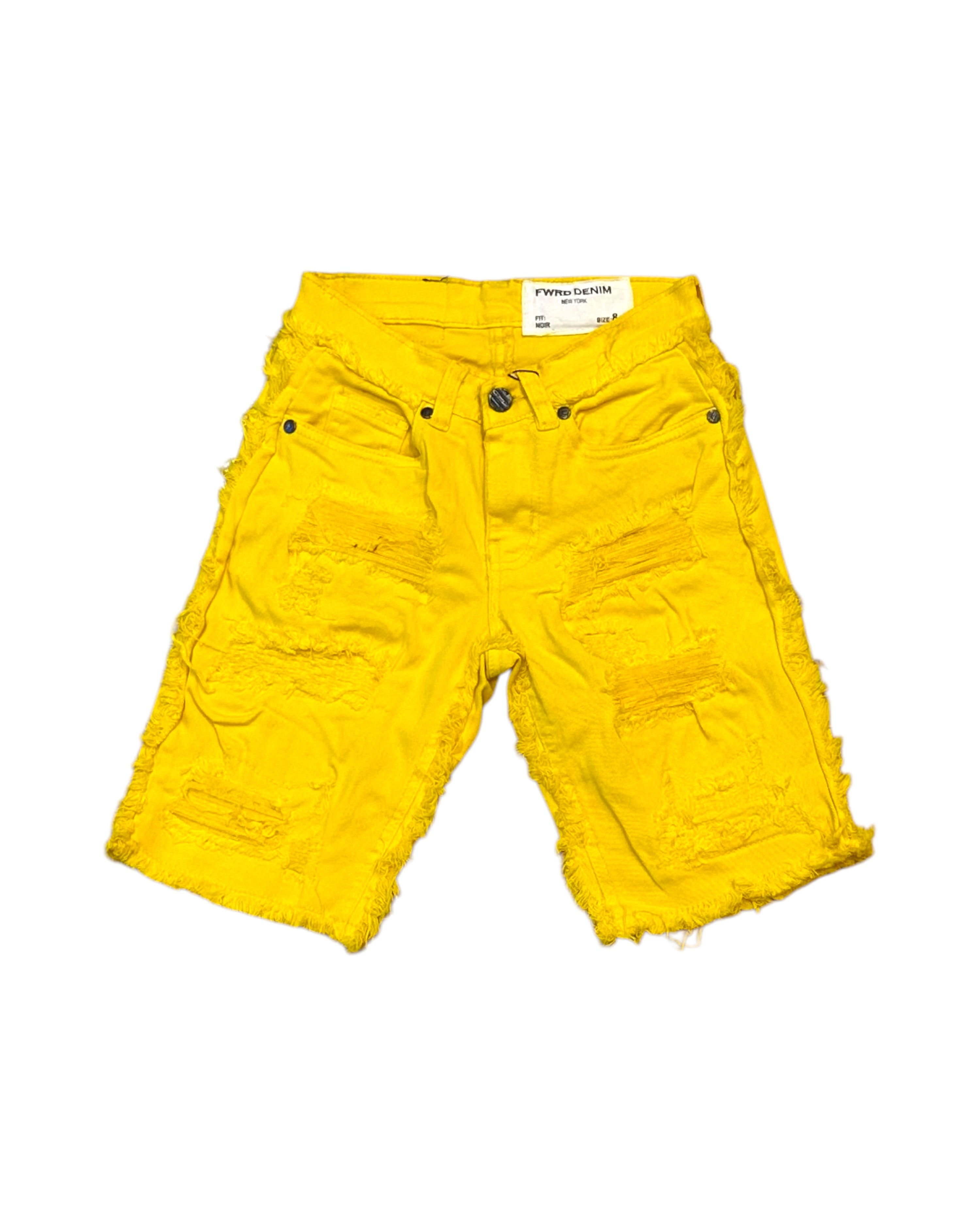Junior’s Stacked No End Twill Shorts In yellow 