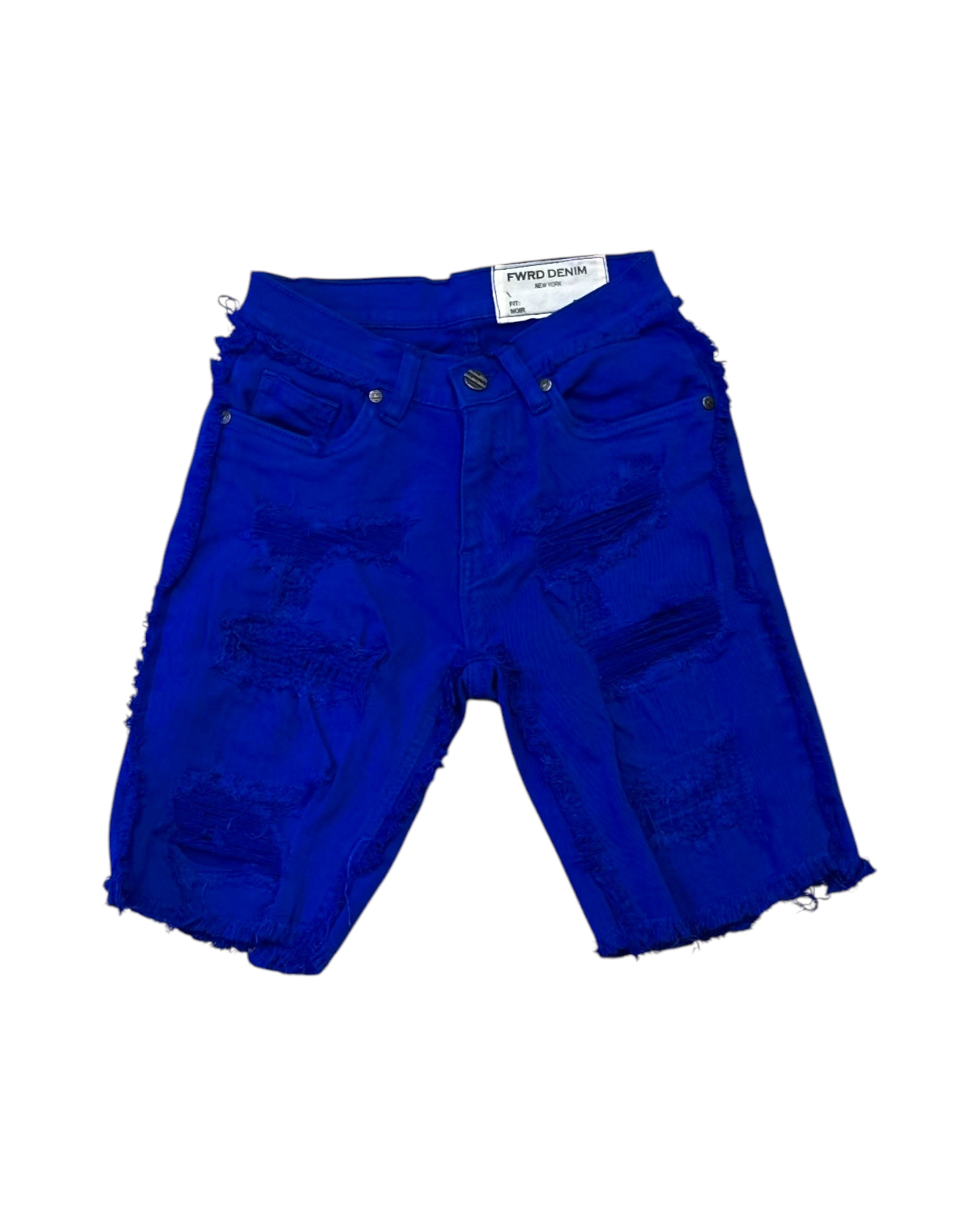 Fwrd Junior’s Stacked No End Twill Shorts In royal blue 