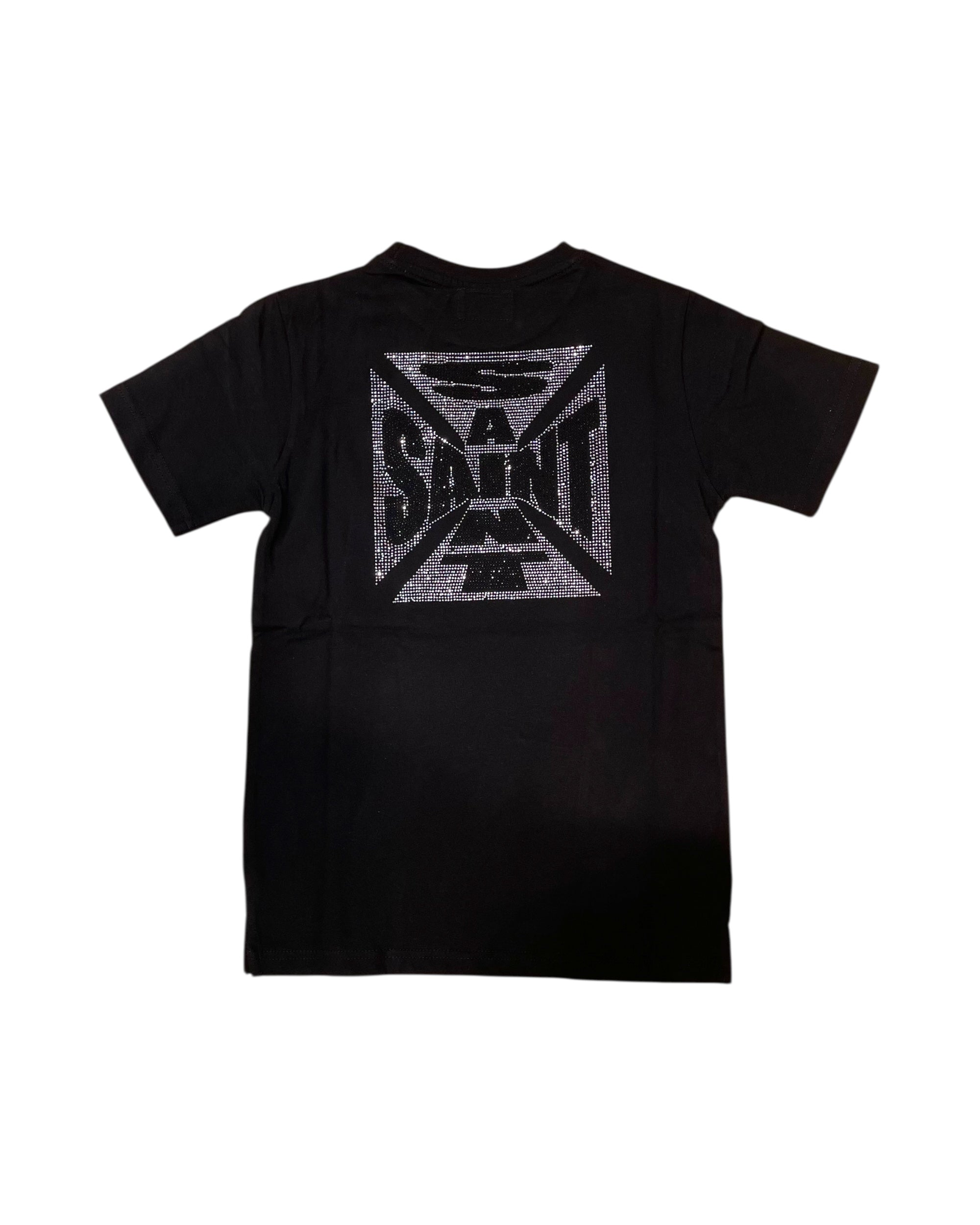Fwrd juniors saint crystal rhinestone tee in black