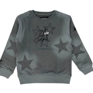 Gray sweatshirt with star patterns on a white background