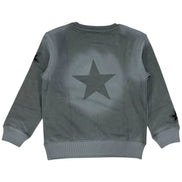 Gray sweatshirt with a star design on a white background
