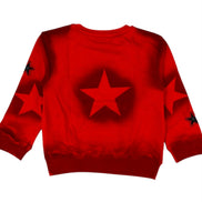 Red sweatshirt with star designs on a white background