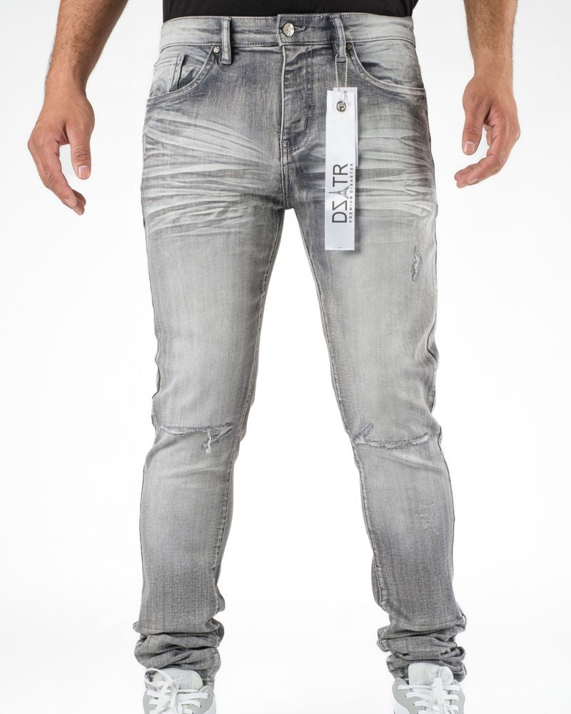 Knee Ripped Wrinkle Jeans DZTR-403