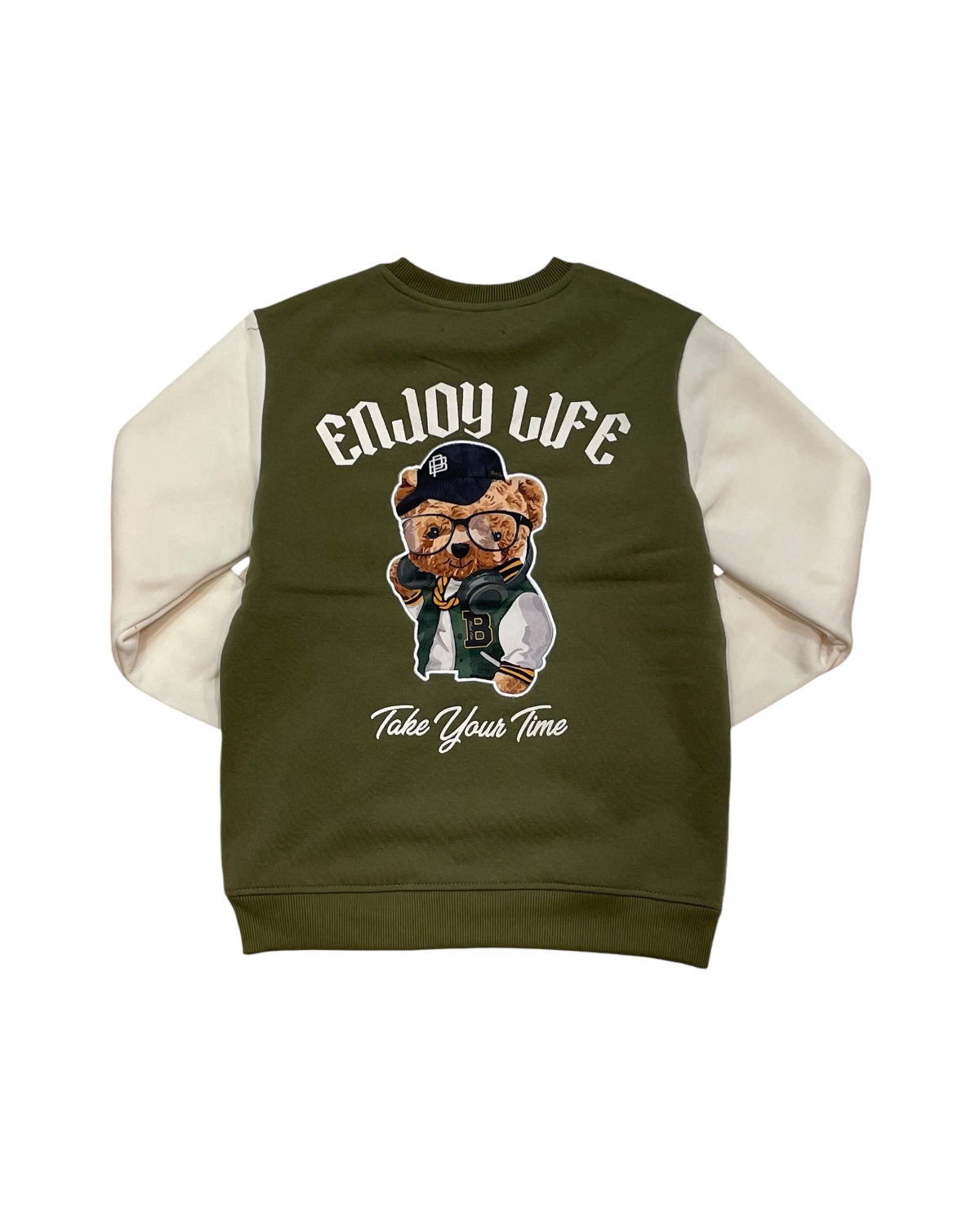 black pike’s enjoy crewneck for junior boys in olive green 