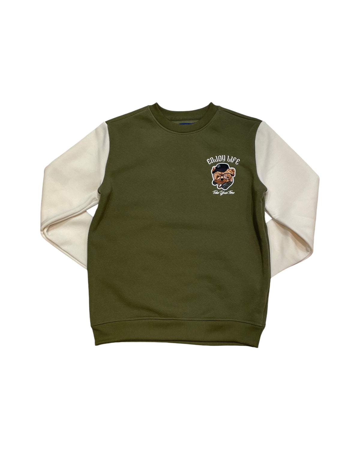 Black Pikes enjoy crewneck for junior boys in olive green