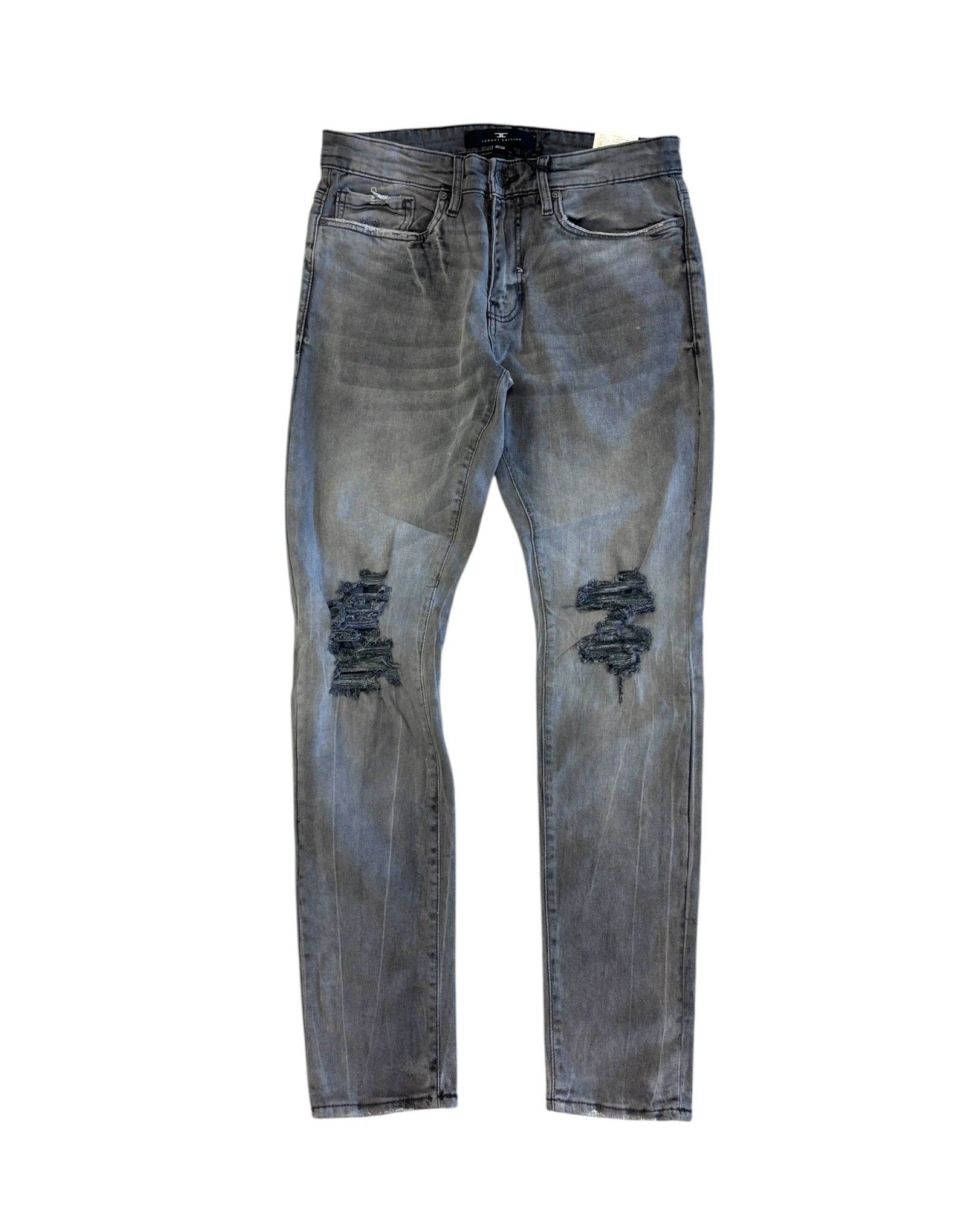 Jordan Craig knee shredded jeans in smoke grey 