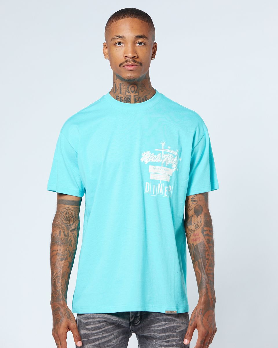 Turquoise blue luxury diner tee