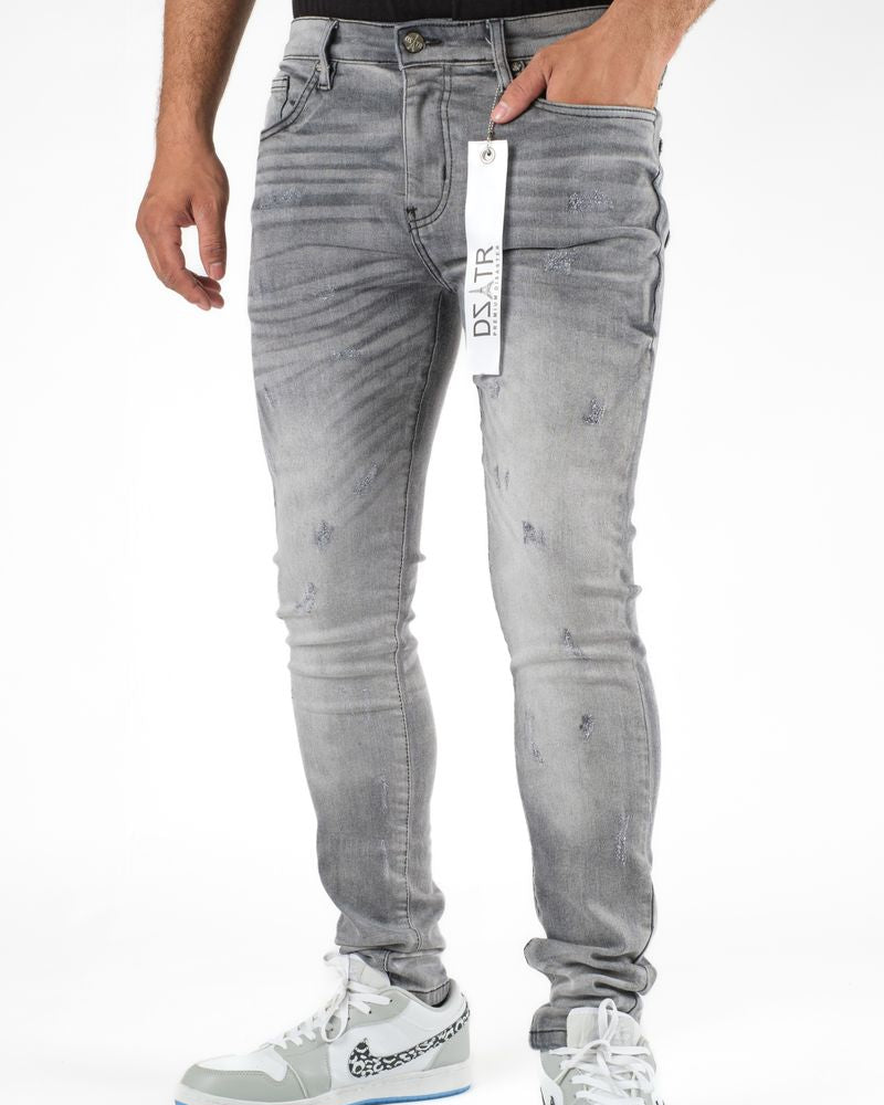 Dzstar micro distress slim jeans in gray 