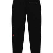 Black pants with a small red heart detail on a white background
