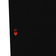 Black fabric with a red heart and 'RV' logo on a white background