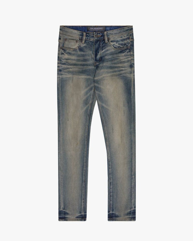 Pair of blue jeans on a white background