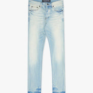 Light blue jeans on a white background