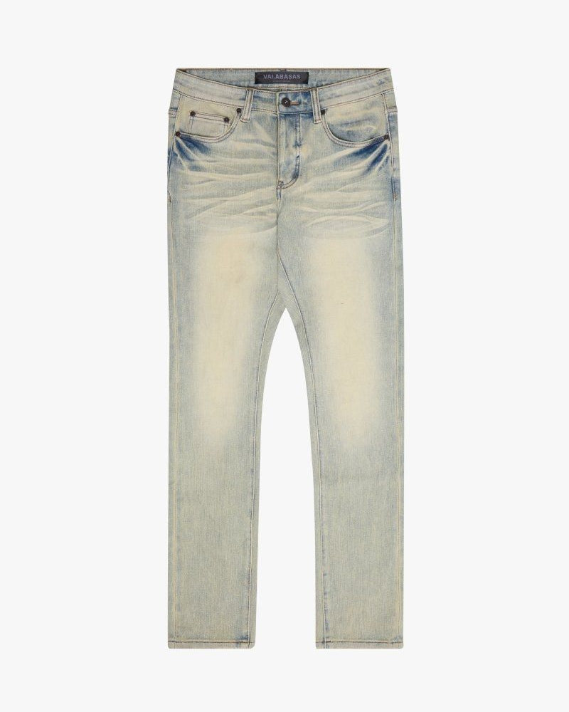 Light blue jeans on a white background