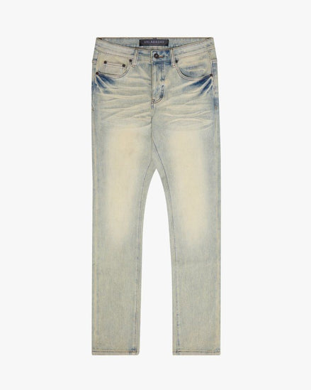 Light blue jeans on a white background